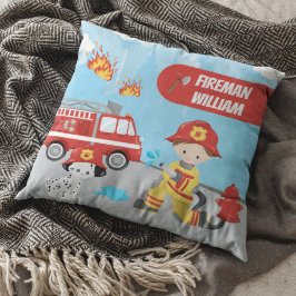 Fireman met voornaam, de Cartoon van Little Boy Kussen