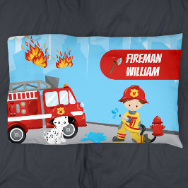 Fireman met voornaam, de Cartoon van Little Boy Kussensloop