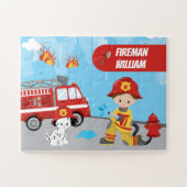 Fireman met voornaam, de Cartoon van Little Boy Legpuzzel (Horizontaal)