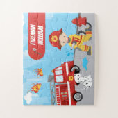 Fireman met voornaam, de Cartoon van Little Boy Legpuzzel (Verticaal)