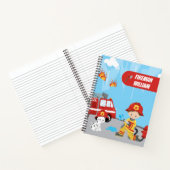 Fireman met voornaam, de Cartoon van Little Boy Notitieboek (Binnen)