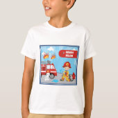 Fireman met voornaam, de Cartoon van Little Boy T-shirt (Voorkant)