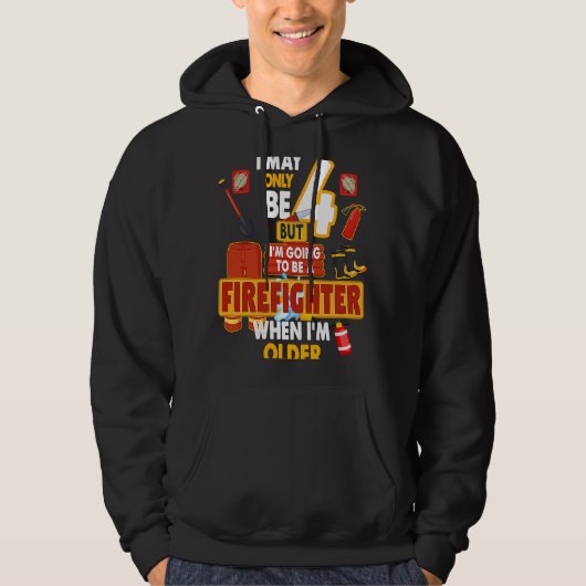 Fireman Outfit Idea For Kids & Boys 4th Birthday F Hoodie (Voorkant)