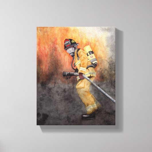 Fireman Personaliseert station nummer brandweerman Canvas Afdruk (Voorkant)