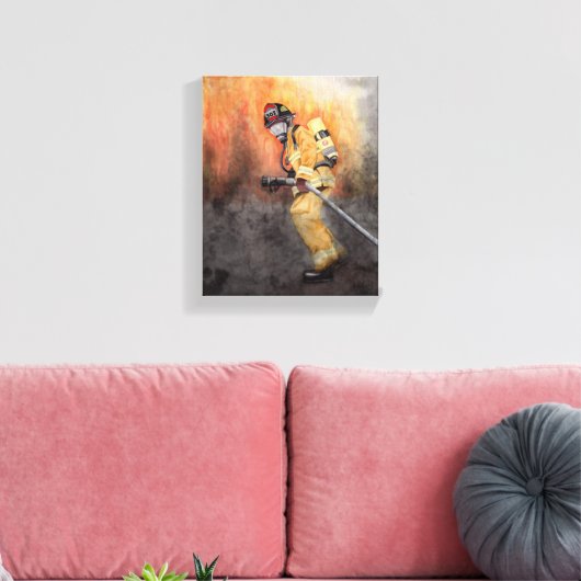 Fireman Personaliseert station nummer brandweerman Canvas Afdruk (Insitu (Woonkamer))