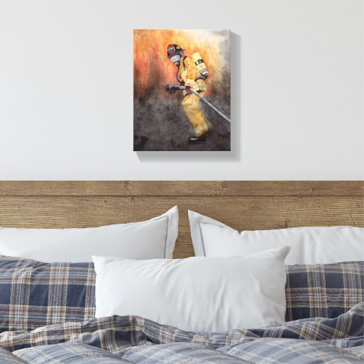 Fireman Personaliseert station nummer brandweerman Canvas Afdruk (Insitu (Slaapkamer))
