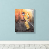 Fireman Personaliseert station nummer brandweerman Canvas Afdruk (Insitu (Houten vloer))