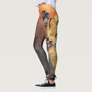 Fireman Personaliseert station nummer brandweerman Leggings