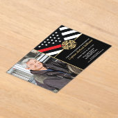 Fireman Photo Red Line Flag Firefighter Retirement Acryl Uitnodigingen (Laagn)