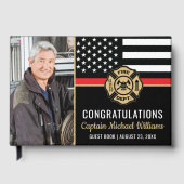 Fireman Photo Red Line Flag Firefighter Retirement Gastenboek (Voorkant)