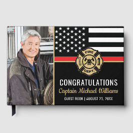 Fireman Photo Red Line Flag Firefighter Retirement Gastenboek