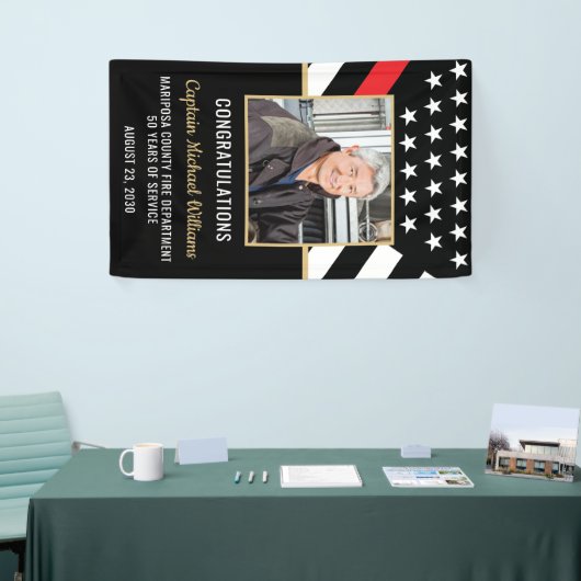 Fireman Photo Red Line Flag Firefighter Retirement Spandoek (Beurs)