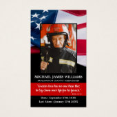 Fireman Prayer Herdenking Memorial Funeral Kaart (Voorkant)