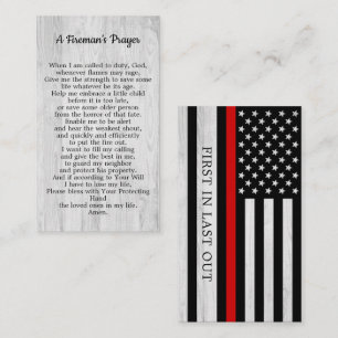 Fireman Prayer Thin Red Line Firefighter Visitekaartje