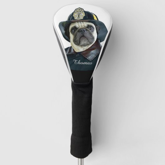 Fireman Pug-golfhoofddeksel Golfheadcover (Voorkant)