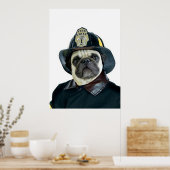 Fireman Pug poster (Keuken)