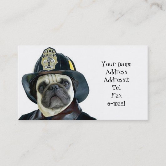 Fireman Pug visitekaartjes (Voorkant)