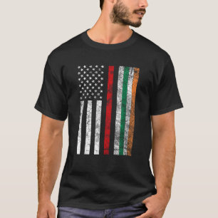 Fireman Red Line American Irish Flag Street D T-shirt