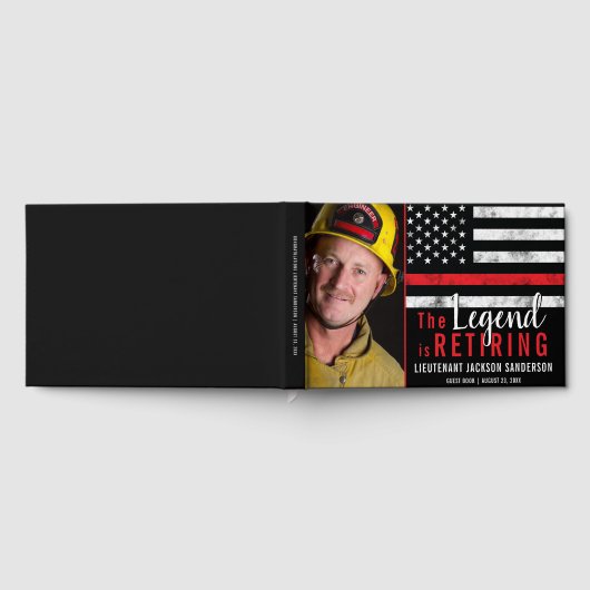 Fireman Retirement Thin Red Line Firefighter Foto Gastenboek (Volledig)