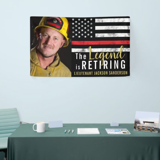 Fireman Retirement Thin Red Line Firefighter Foto Spandoek (Beurs)