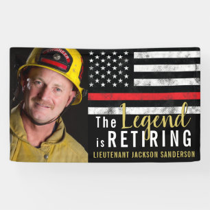 Fireman Retirement Thin Red Line Firefighter Foto Spandoek