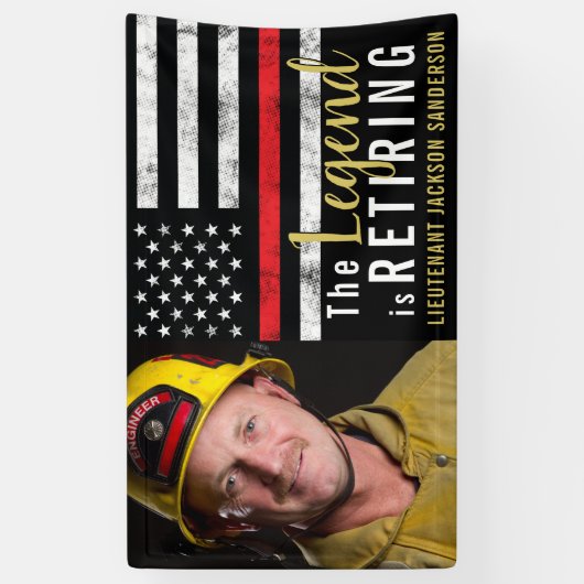 Fireman Retirement Thin Red Line Firefighter Foto Spandoek (Verticaal)