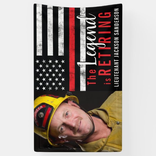 Fireman Retirement Thin Red Line Firefighter Foto Spandoek (Verticaal)