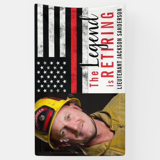 Fireman Retirement Thin Red Line Firefighter Foto Spandoek (Verticaal)