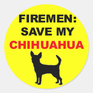 Fireman Save My Chihuahua Ronde Sticker