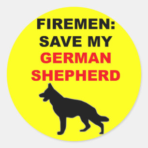 Fireman Save My German Shepherd Ronde Sticker