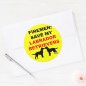 Fireman Save My Labrador Retrievers Ronde Sticker (Envelop)