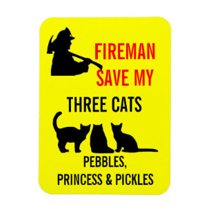 Fireman Save My Three Cats Safety Magneet