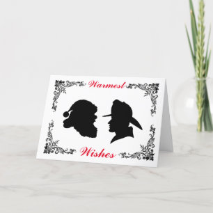 Fireman Silhouette en Santa kerstKaart Kaart