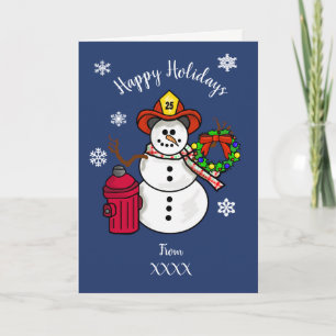 Fireman Snowman-kerstkaart voor Dept. of Persoon Feestdagen Kaart