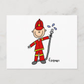 Fireman Stick Figuur Briefkaart (Voorkant)