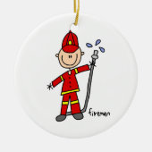 Fireman Stick Figuur Keramisch Ornament (Voorkant)