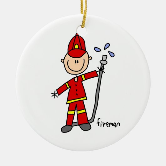 Fireman Stick Figuur Keramisch Ornament (Voorkant)