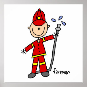 Fireman Stick Figuur Poster