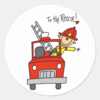 Fireman Stick Figuur Ronde Sticker
