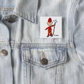 Fireman Stick Figuur Vierkante Button 5,1 Cm (In situ)