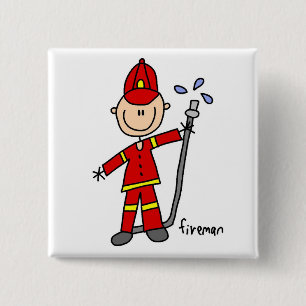 Fireman Stick Figuur Vierkante Button 5,1 Cm