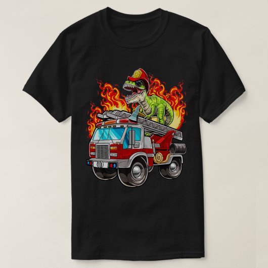 Fireman T Rex Dinosaur Firefighter Pet en Firetru T-shirt (Design voorkant)