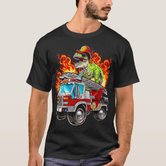 Fireman T Rex Dinosaur Firefighter Pet en Firetru T-shirt