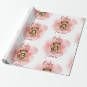 Fireman Teddy Bear Boy Red Baby shower Cadeaupapier (Uitgerold)