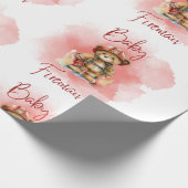 Fireman Teddy Bear Boy Red Baby shower Cadeaupapier (Hoek)