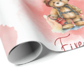 Fireman Teddy Bear Boy Red Baby shower Cadeaupapier (Rol Hoek)