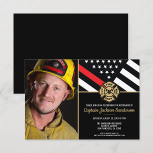 Fireman Thin Red Firefighter Foto Retirement Kaart