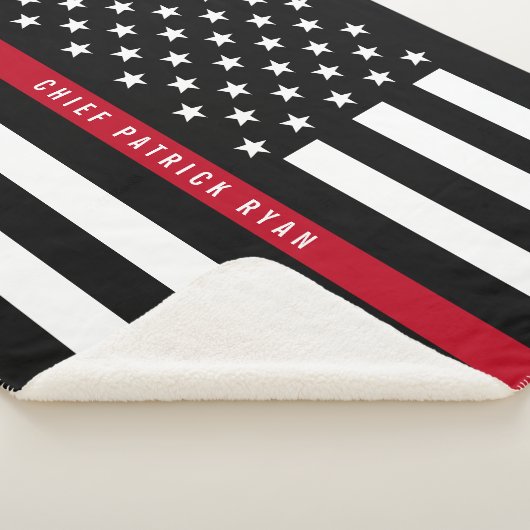 Fireman Thin Red Line American Flag Monogram Med. Sherpa Deken (3/4)