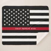 Fireman Thin Red Line American Flag Monogram Med. Sherpa Deken (Voorkant (horizontaal))