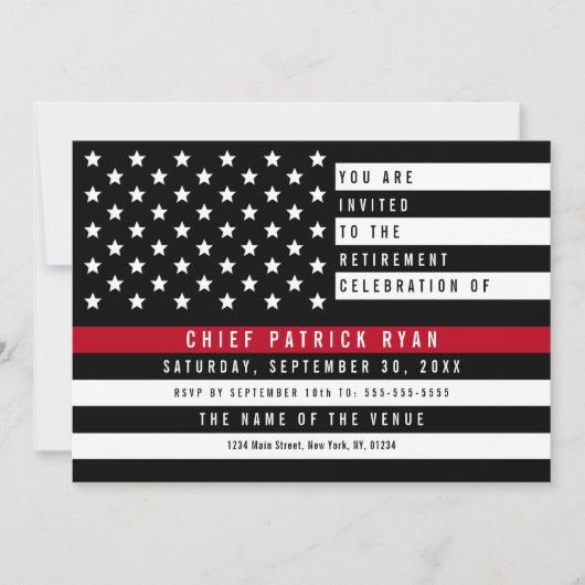 Fireman Thin Red Line American Flag Retirement Kaart (Voorkant)